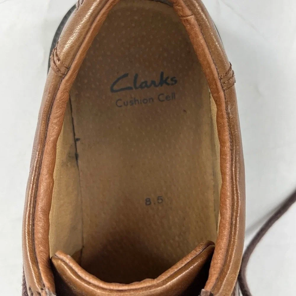 Clarks Mens Leather Cushion Cell Oxford Shoes 8.5‎ 121113882 Brown Derby